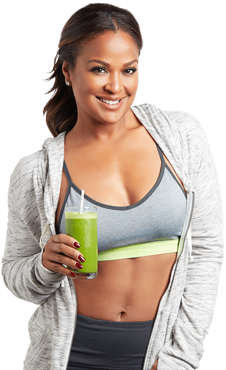 Laila Ali with smoothie