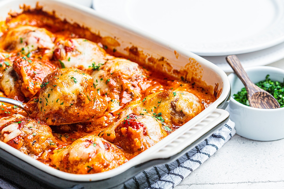 cheesy meatball casserole